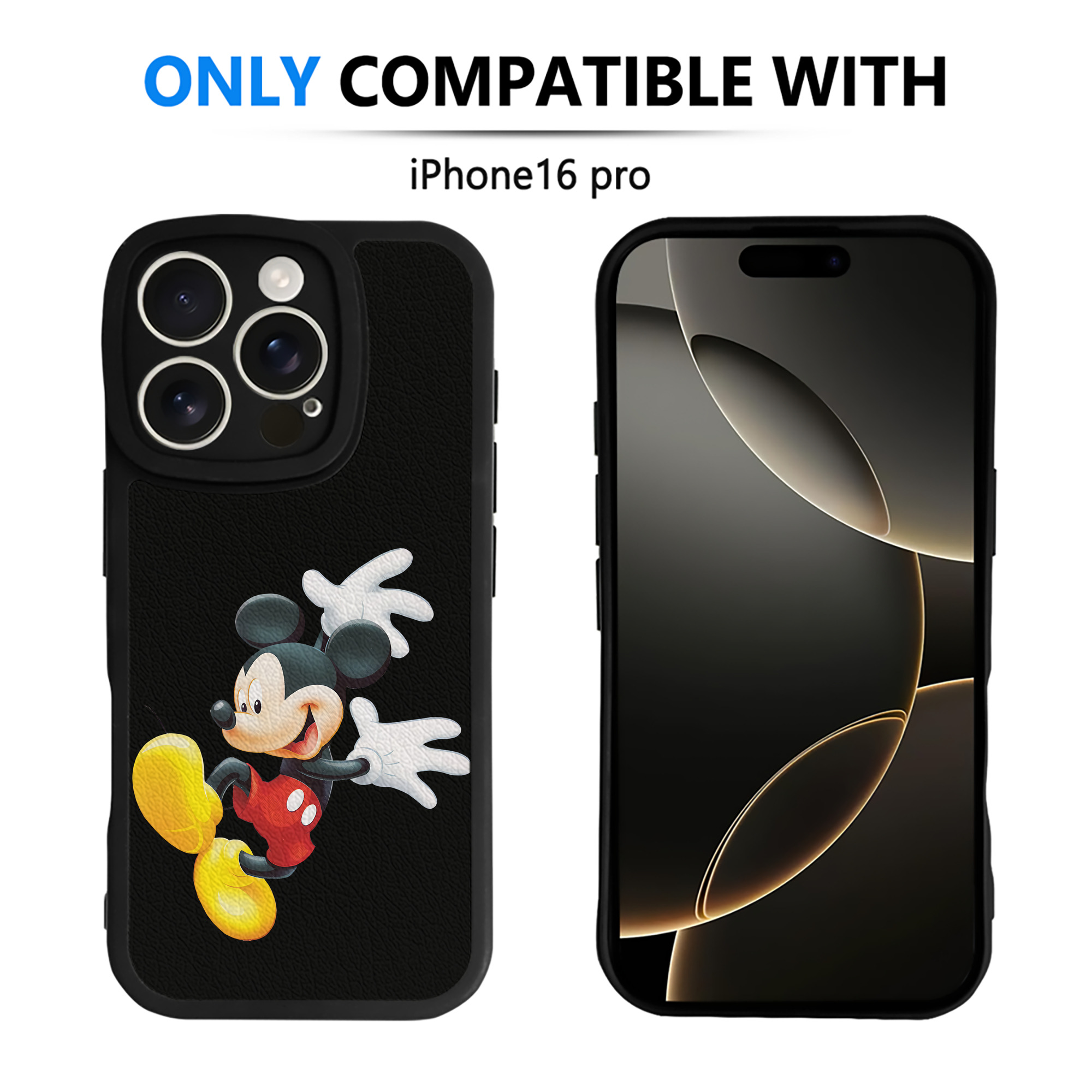 （画像用） ミッキーマウス Mickey Mouse 【iPhone 16シリーズ対応】シリコンスマホケース（レザー調） 材質：シリコン
